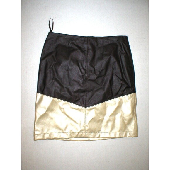New NWT $300 Womens Dark Brown Gold Leather Skirt W Worth NY 4 York Office Work - Picture 1 of 4
